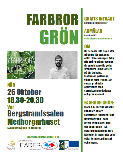Farbror Grön föreläser i Tillberga, Västerås torsdagen den 26 oktober,
